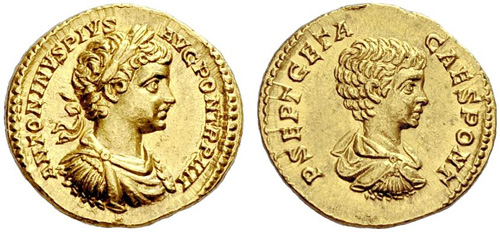 caracalla and geta roman coin aureus